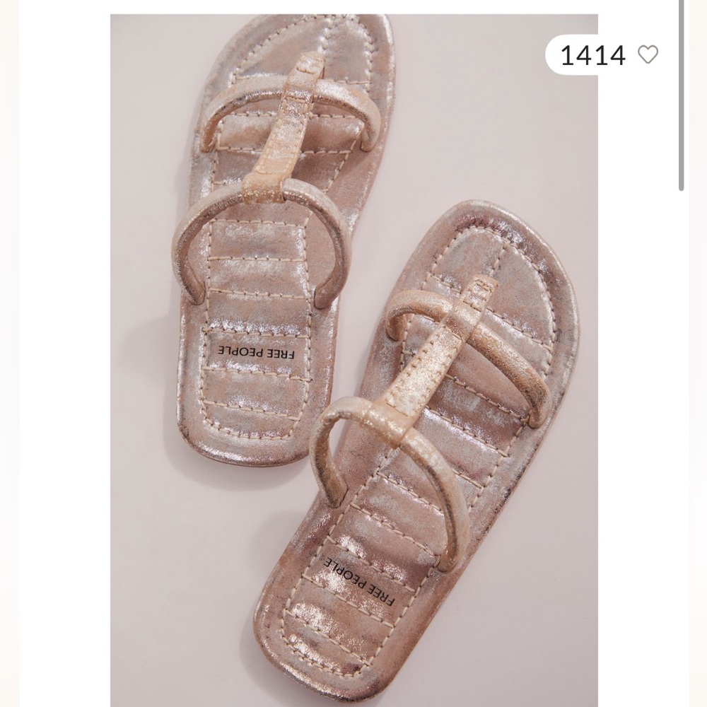 Free People Hadden Champagne Metallic Sandals 8.5